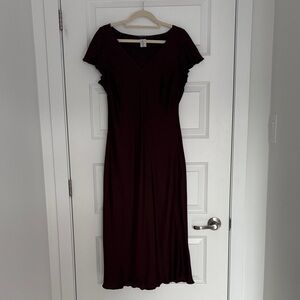 Vintage Dark Brown Silk Bias Cut Midi Dress